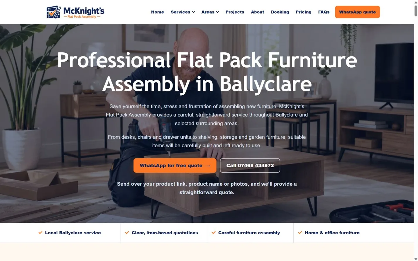Preview of the McKnight's Flat Pack Assembly website design