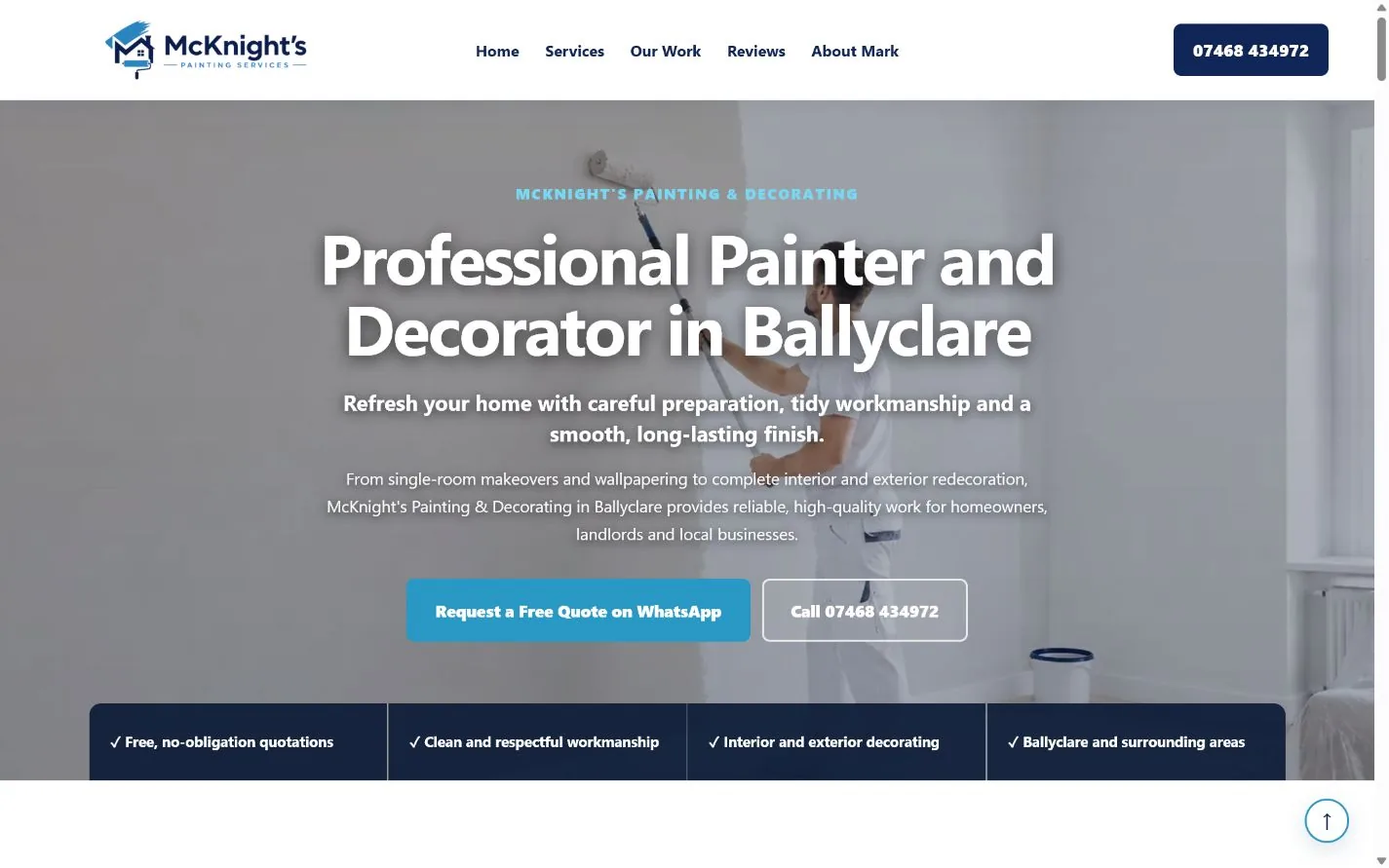 Preview of the Local Web HQ painter and decorator website design