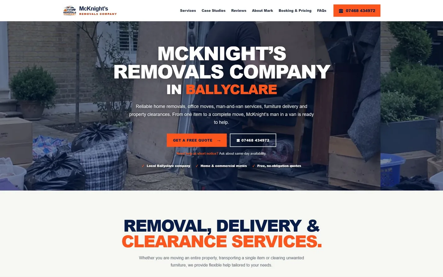 Preview of the Local Web HQ removals company website design